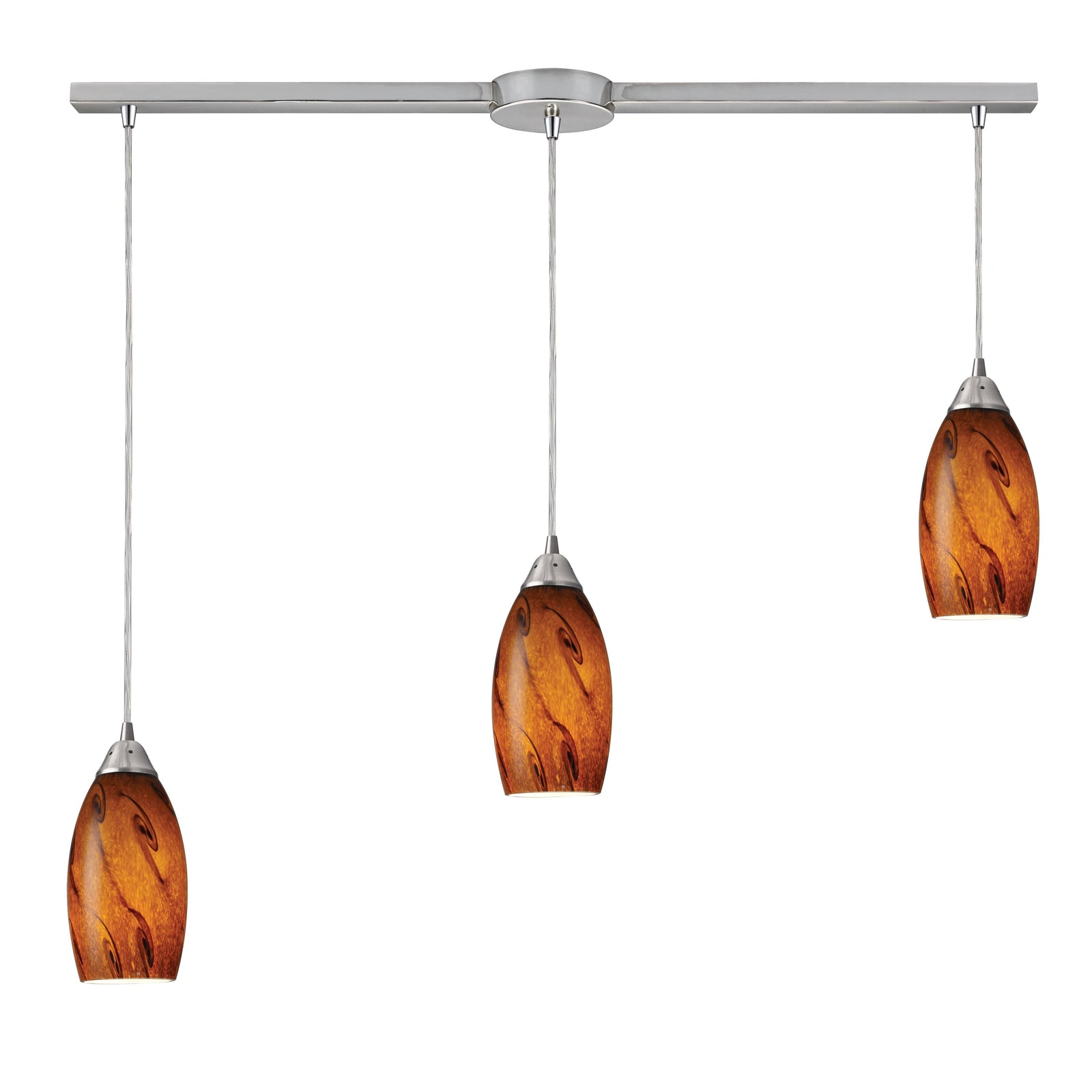 Galaxy 10'' Wide 3-Light Slim Linear Pendant - Satin Nickel