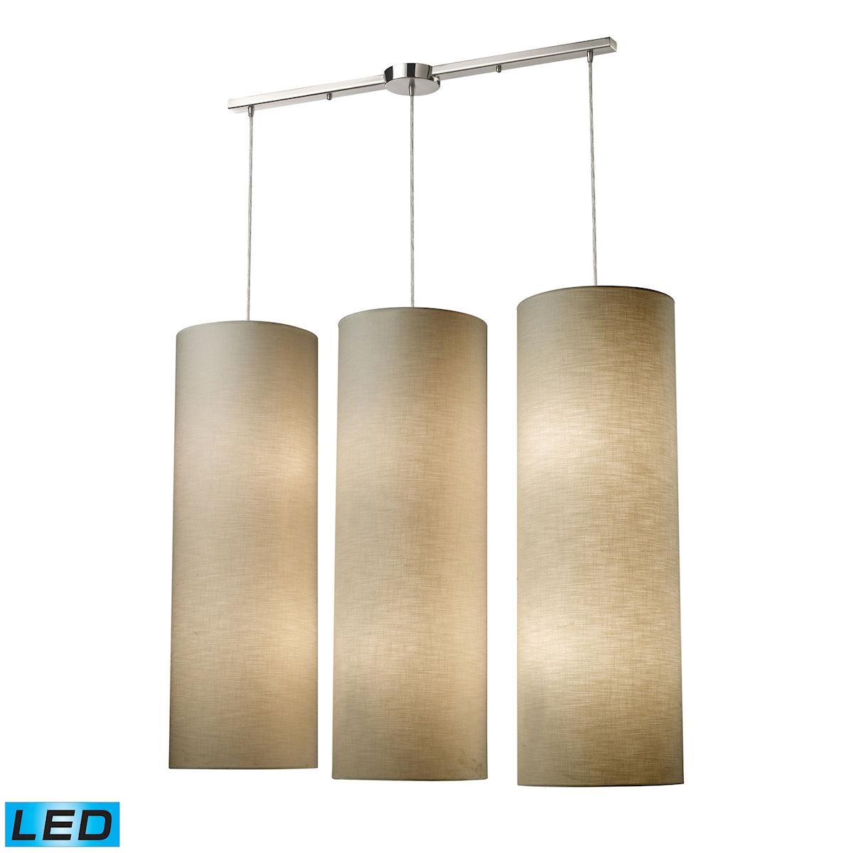 Fabric Cylinders 43'' Wide 12-Light Pendant - Satin Nickel - Includes LED Bulbs