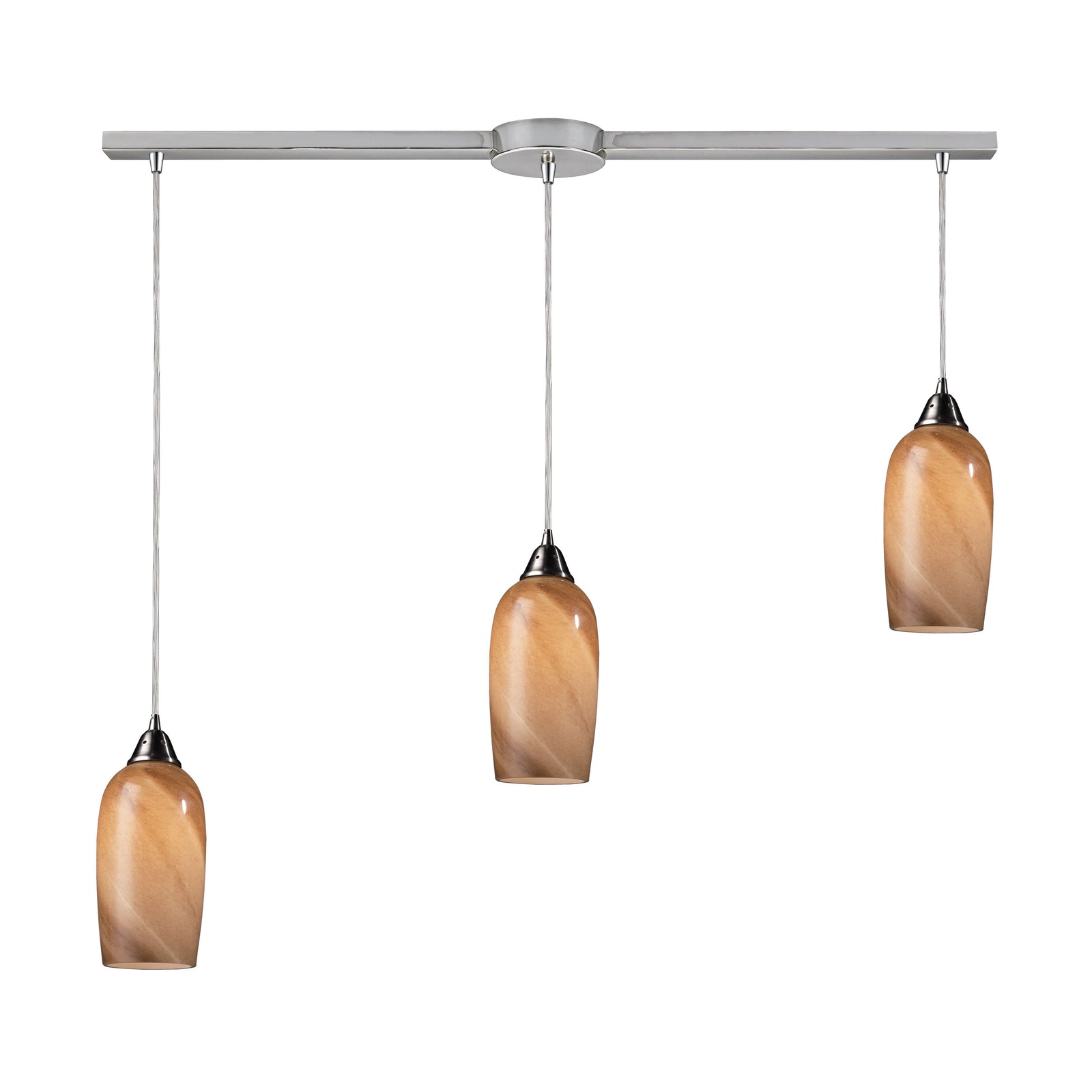 Sandstone 36'' Wide 3-Light Slim Linear Pendant - Satin Nickel