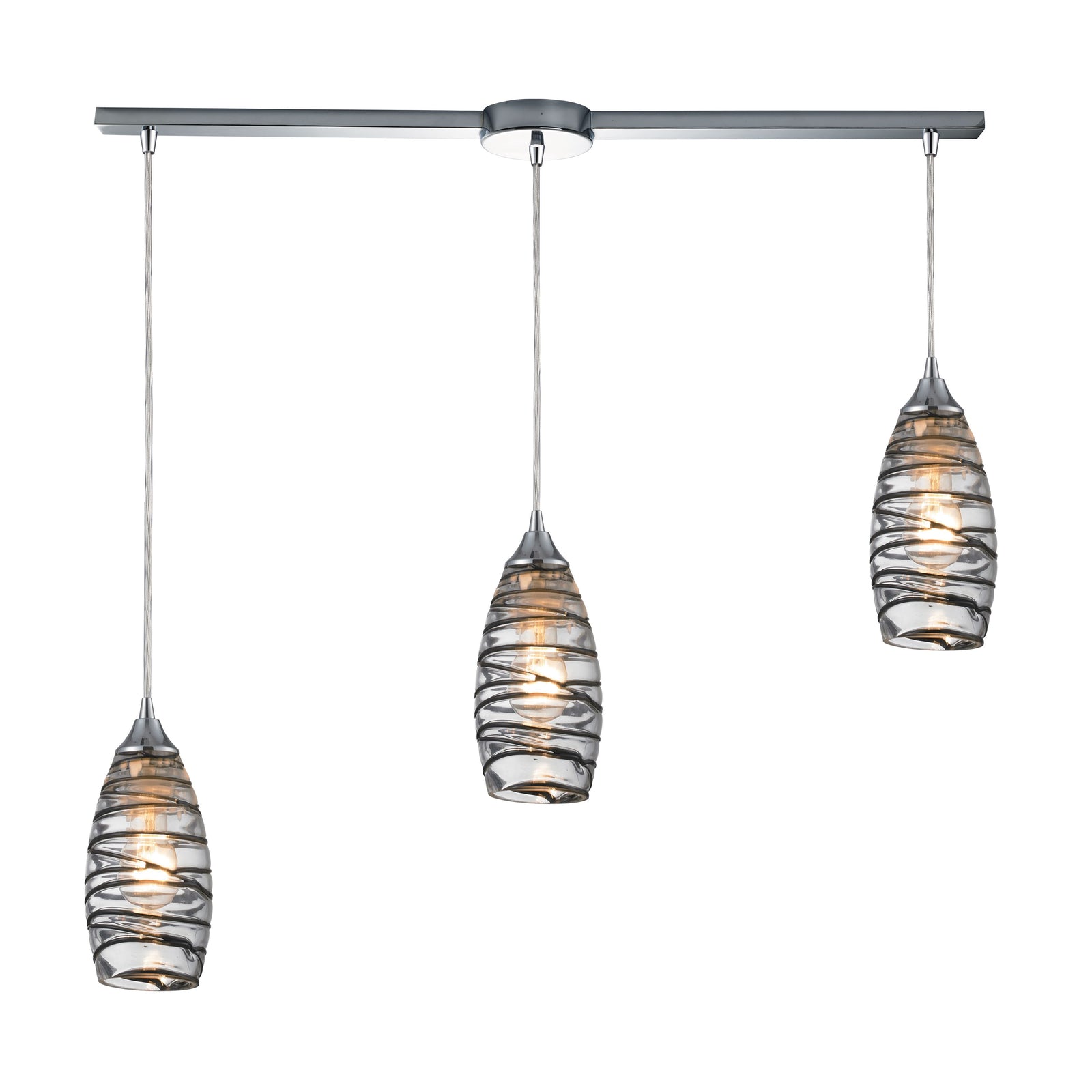 Twister 36'' Wide 3-Light Slim Linear Pendant - Polished Chrome