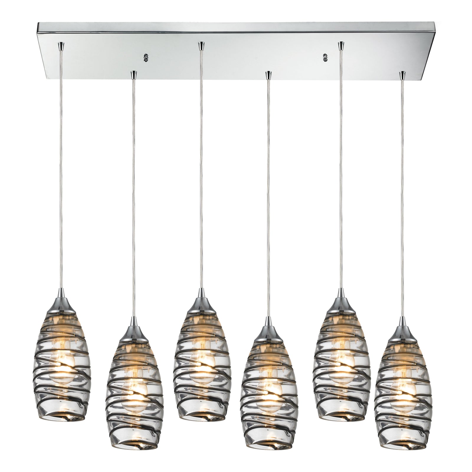 Twister 30'' Wide 6-Light Rectangular Pendant - Polished Chrome
