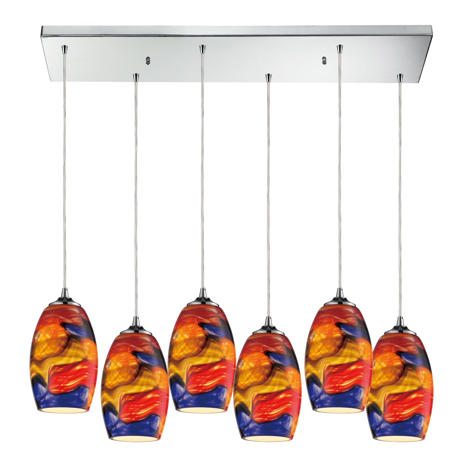 Surrealist 33'' Wide 6-Light Rectangular Pendant - Polished Chrome
