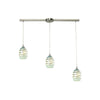Vines 36'' Wide 3-Light Slim Linear Pendant - Satin Nickel with Mint Glass