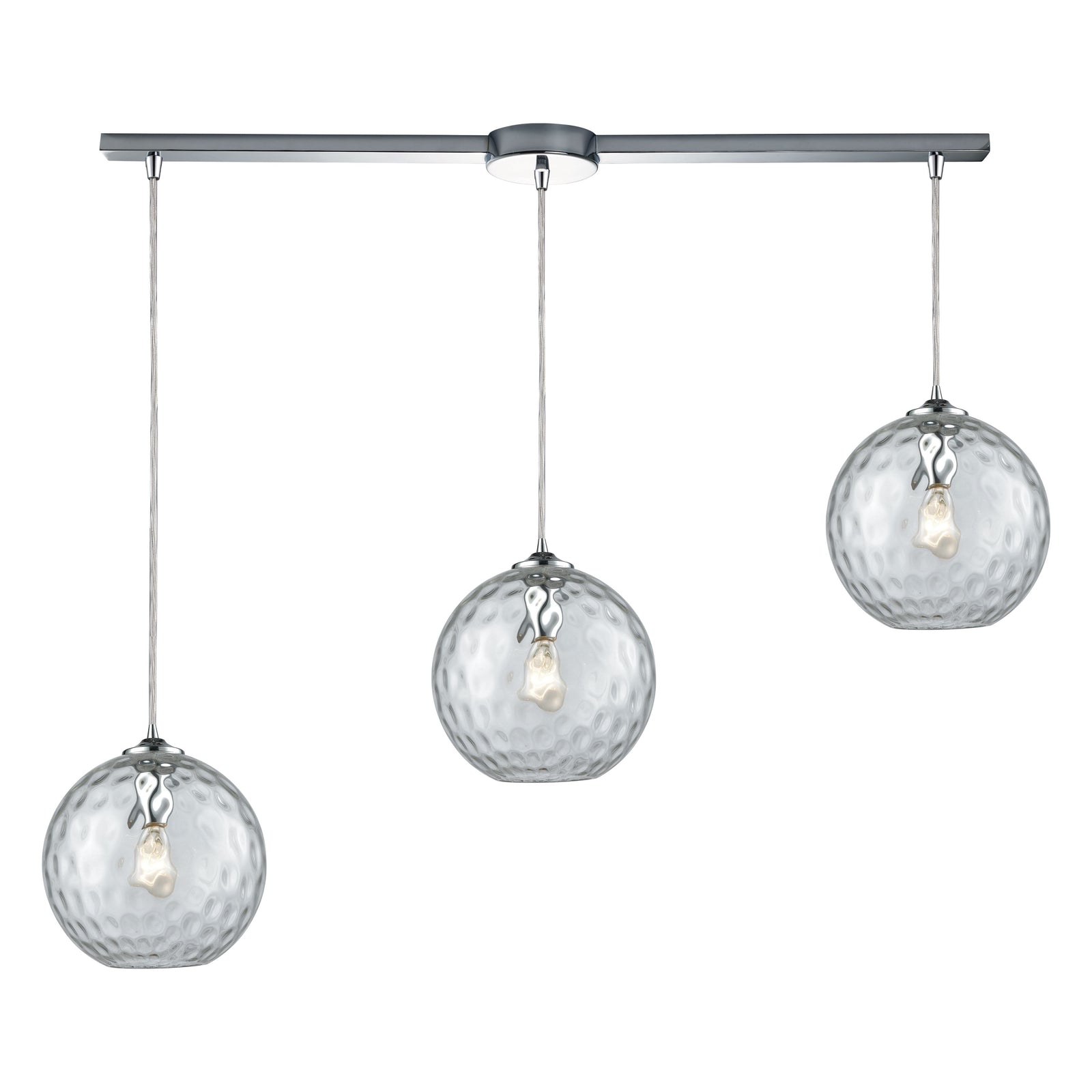 Watersphere 36'' Wide 3-Light Slim Linear Pendant - Polished Chrome with Clear