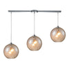Watersphere 36'' Wide 3-Light Slim Linear Pendant - Polished Chrome with Amber