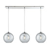 Watersphere 36'' Wide 3-Light Linear Pendant - Polished Chrome with Clear