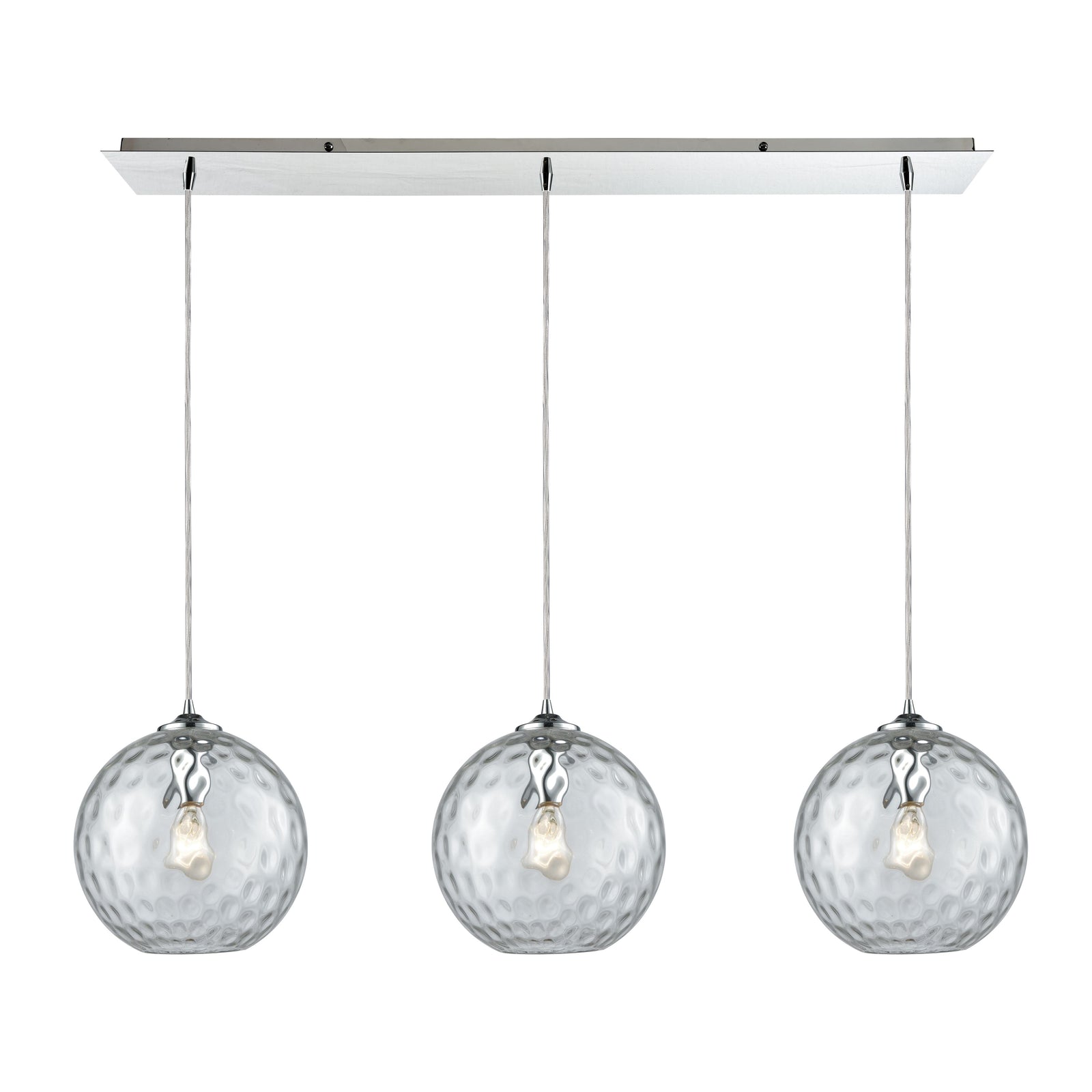 Watersphere 36'' Wide 3-Light Linear Pendant - Polished Chrome with Clear
