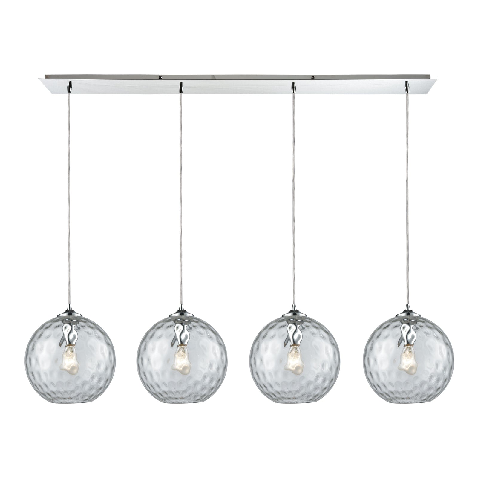 Watersphere 46'' Wide 4-Light Linear Pendant - Polished Chrome with Clear