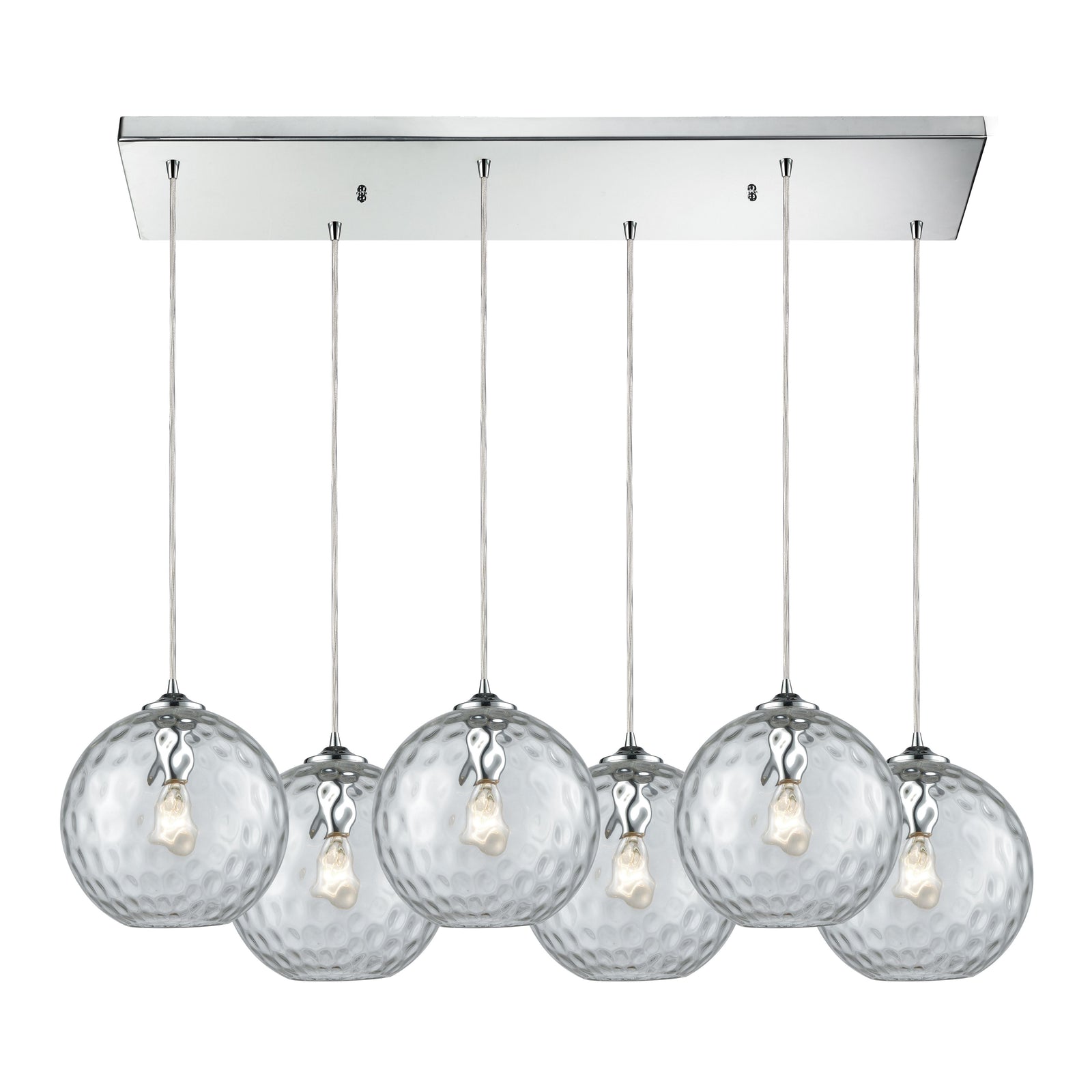 Watersphere 30'' Wide 6-Light Rectangular Pendant - Polished Chrome with Clear