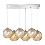 Watersphere 33'' Wide 6-Light Rectangular Pendant - Polished Chrome with Amber