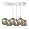 Watersphere 33'' Wide 6-Light Rectangular Pendant - Polished Chrome with Smoke