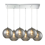 Watersphere 33'' Wide 6-Light Rectangular Pendant - Polished Chrome with Smoke