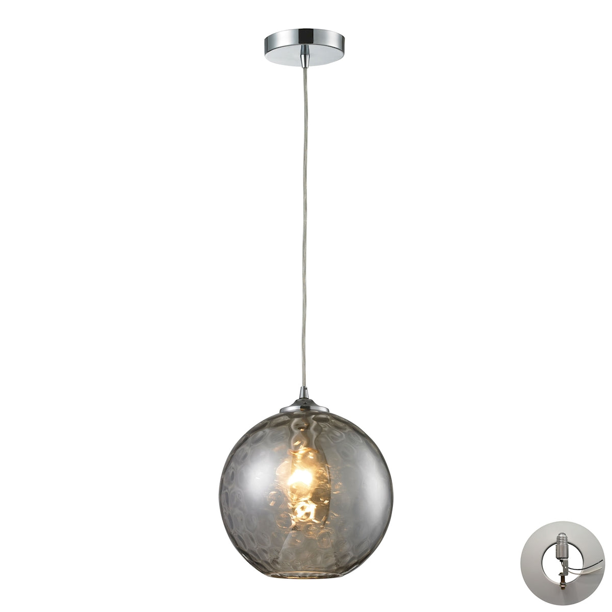 Watersphere 10'' Wide 1-Light Pendant - Polished Chrome with Smoke - Includes Adapter Kit