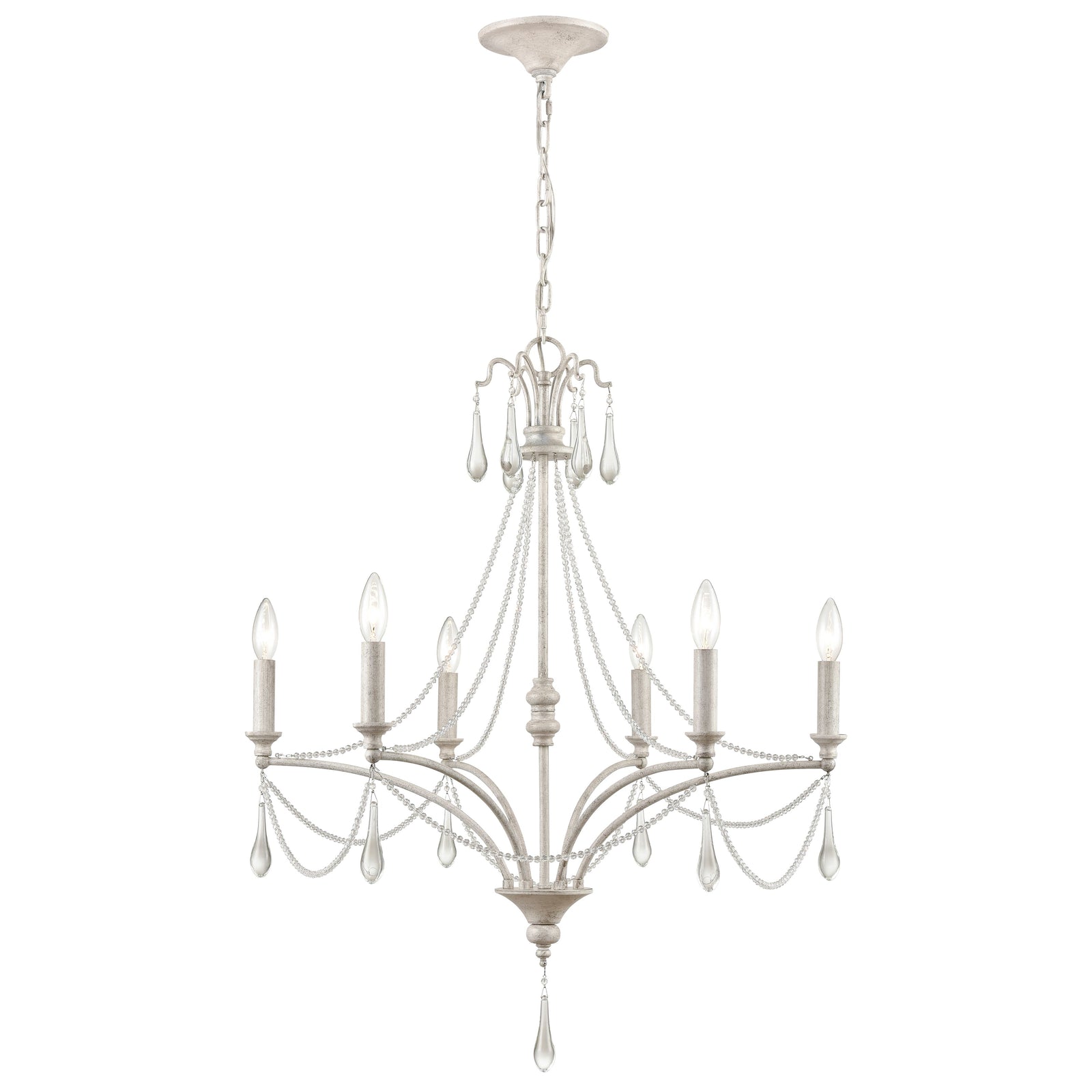 French Parlor 27'' Wide 6-Light Chandelier - Vintage White