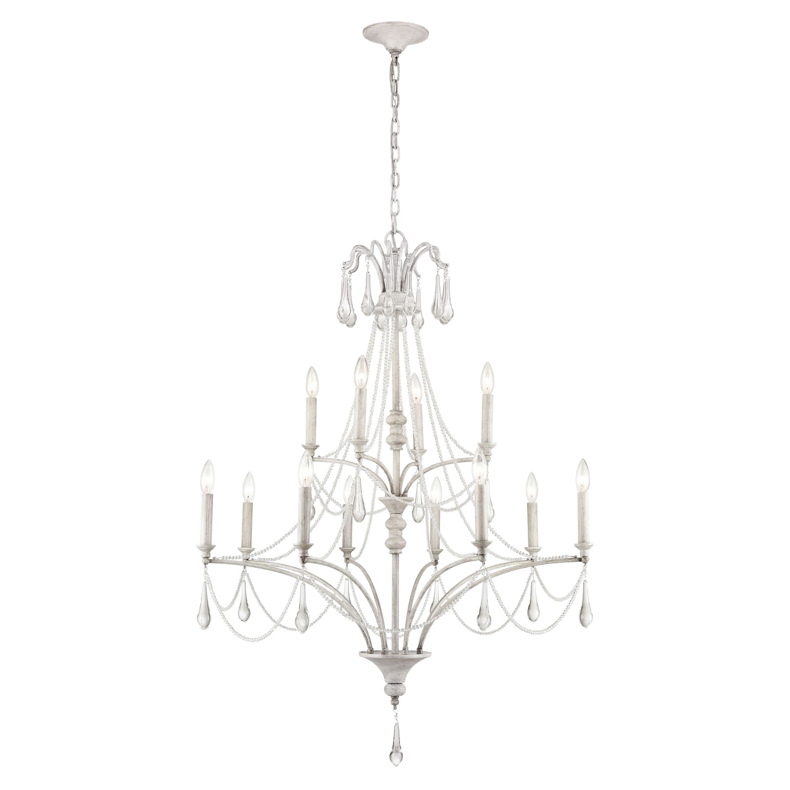 French Parlor 36'' Wide 12-Light Chandelier - Vintage White