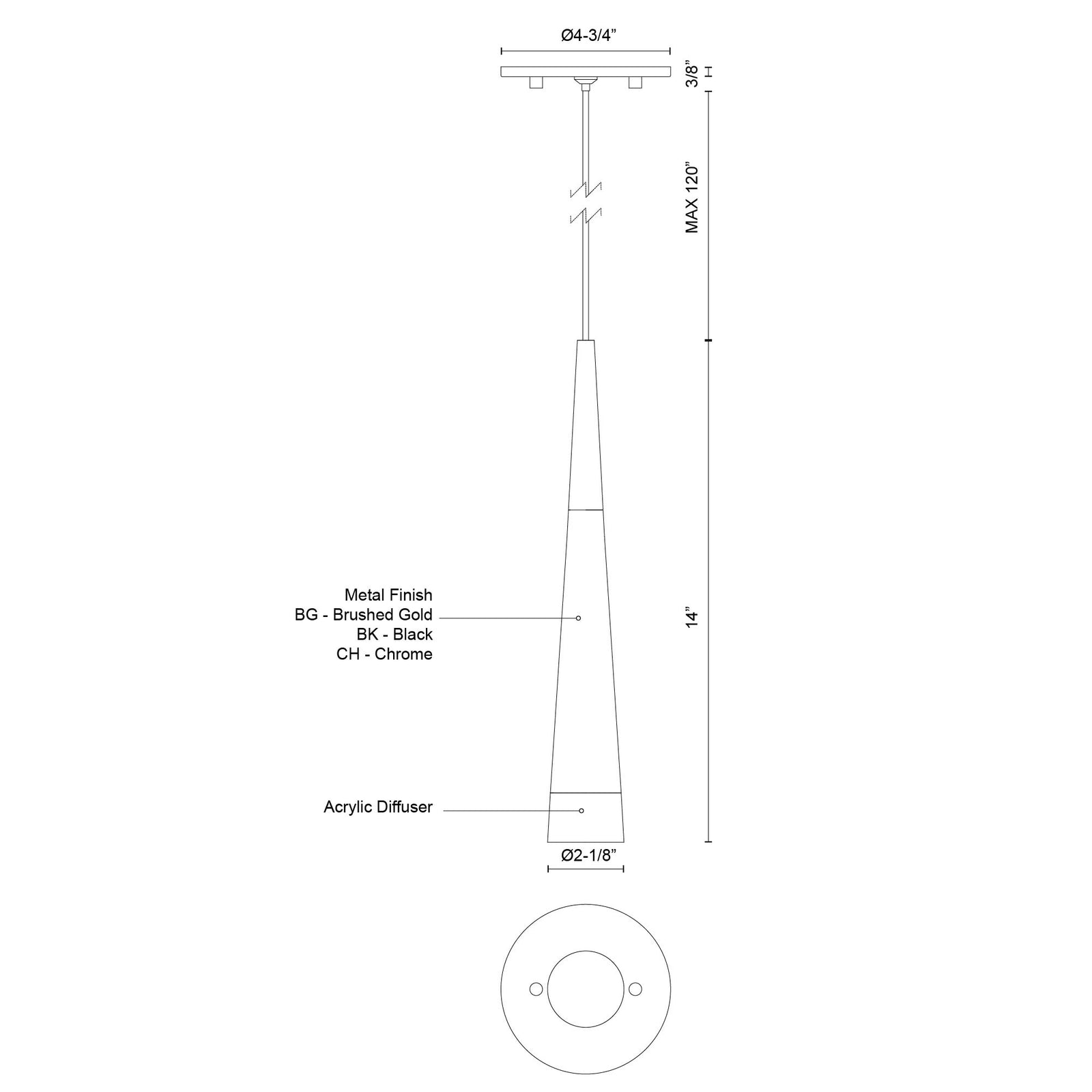 Ultra 2-in Chrome LED Pendant