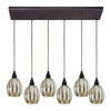Danica 30'' Wide 6-Light Rectangular Pendant - Oiled Bronze