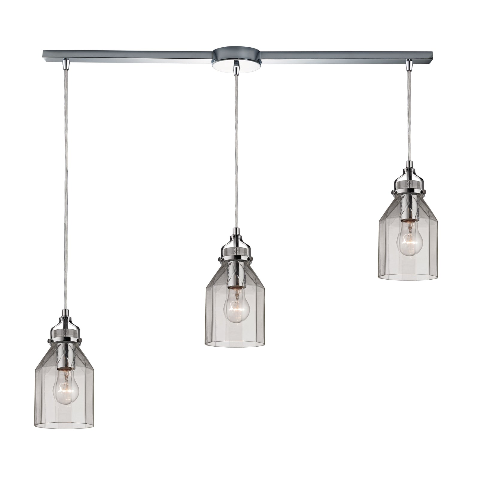 Danica 36'' Wide 3-Light Slim Linear Pendant - Polished Chrome with Clear Glass