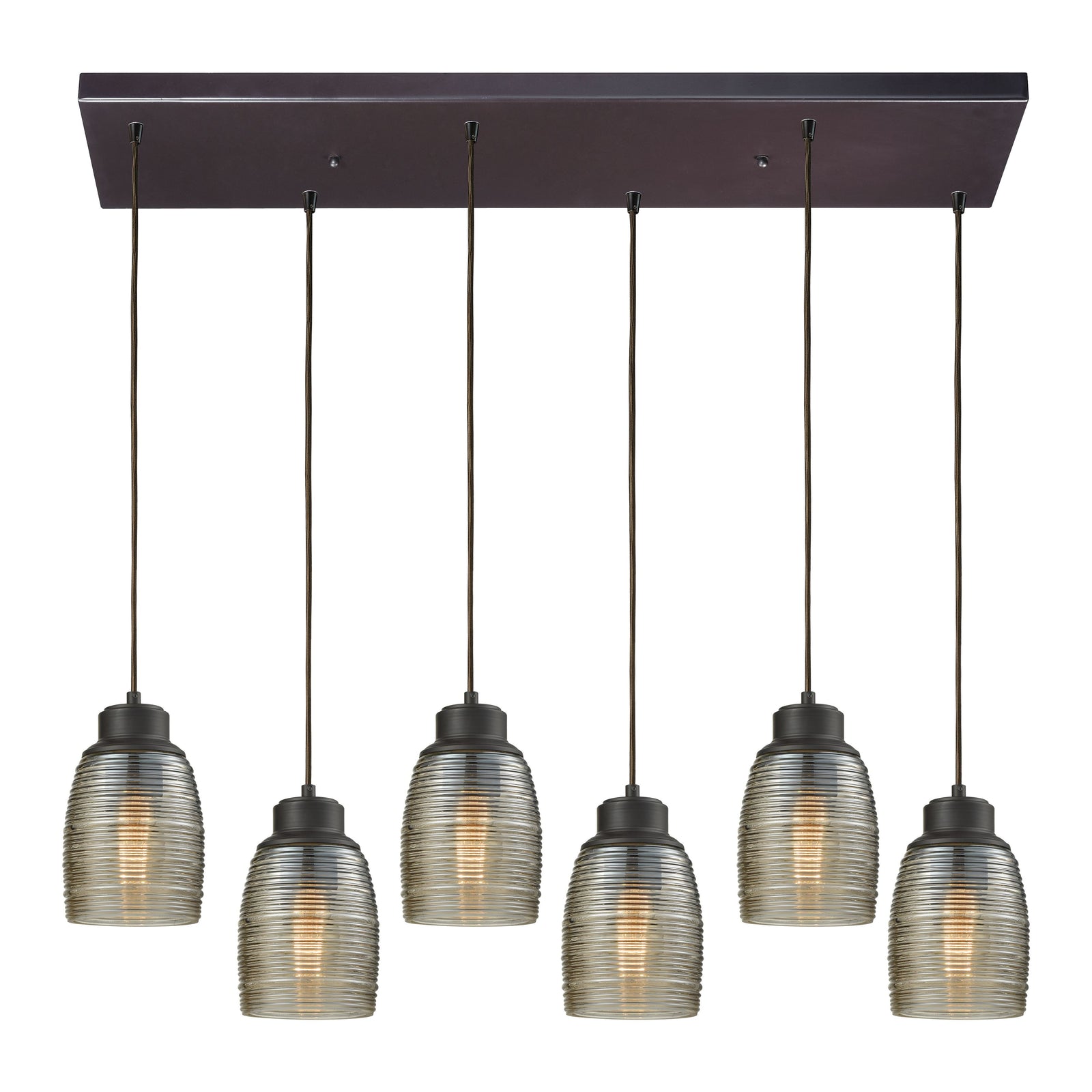 Muncie 30'' Wide 6-Light Rectangular Pendant - Oil Rubbed Bronze