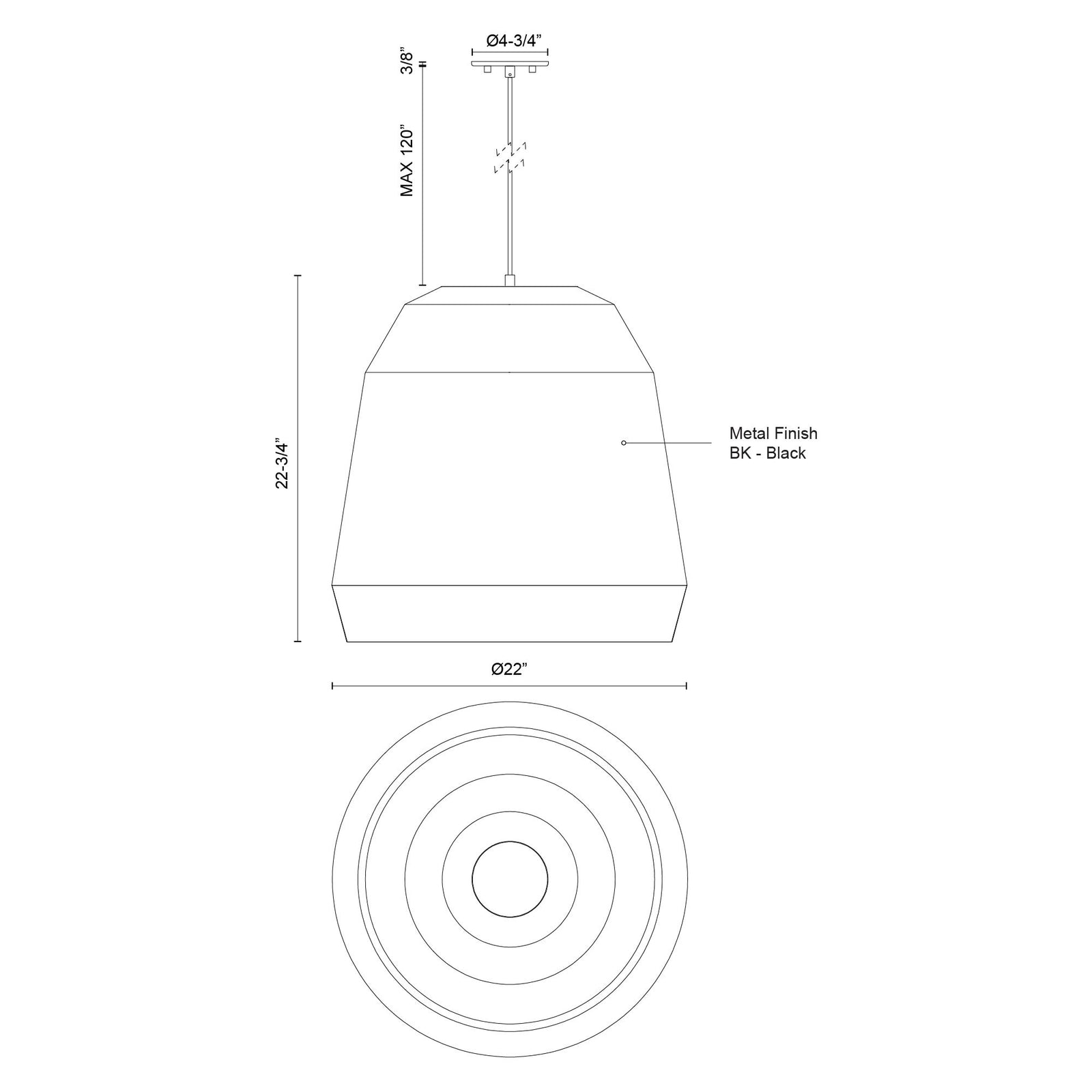 Sedona 22-in Black 1 Light Pendant