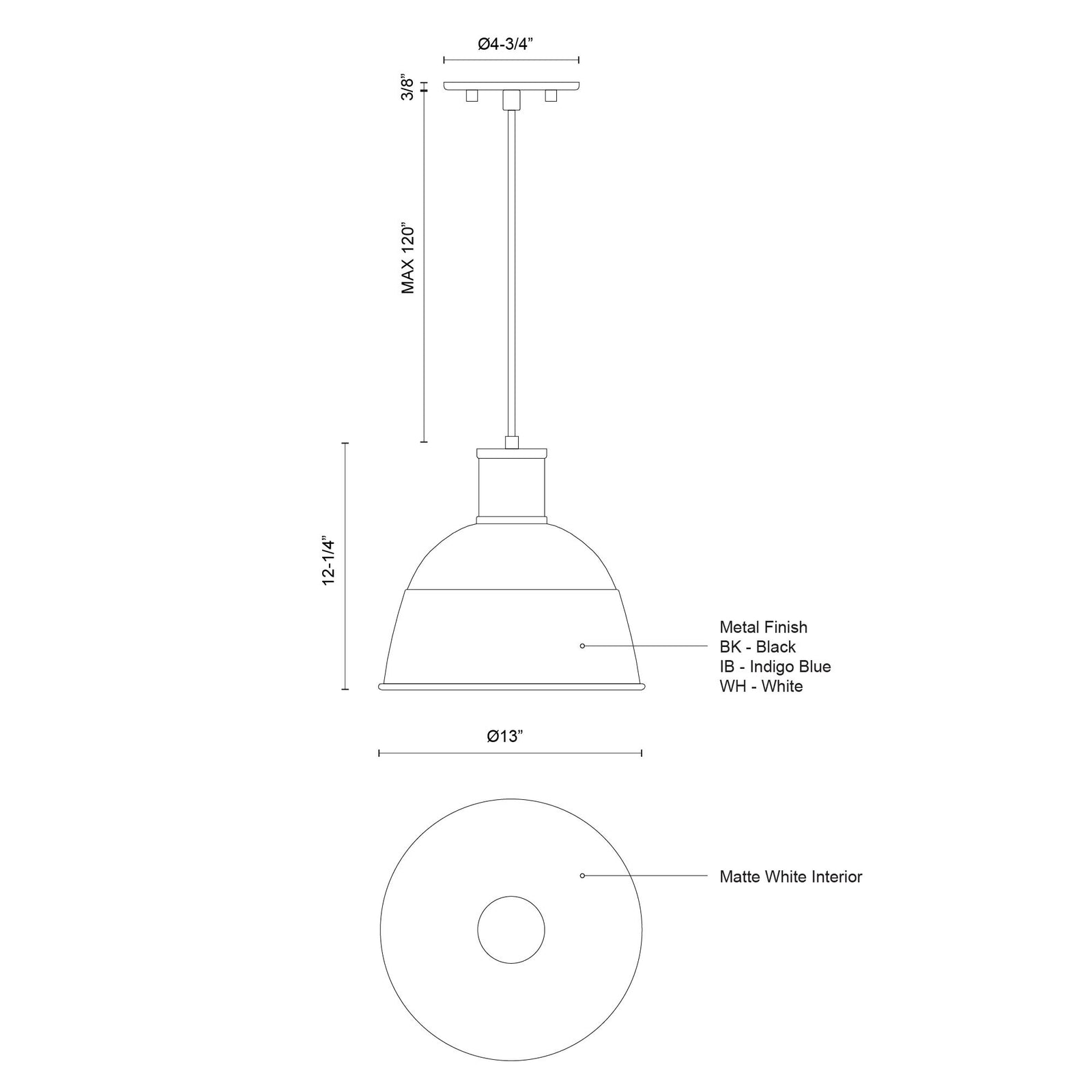 Irving 13-in Black 1 Light Pendant