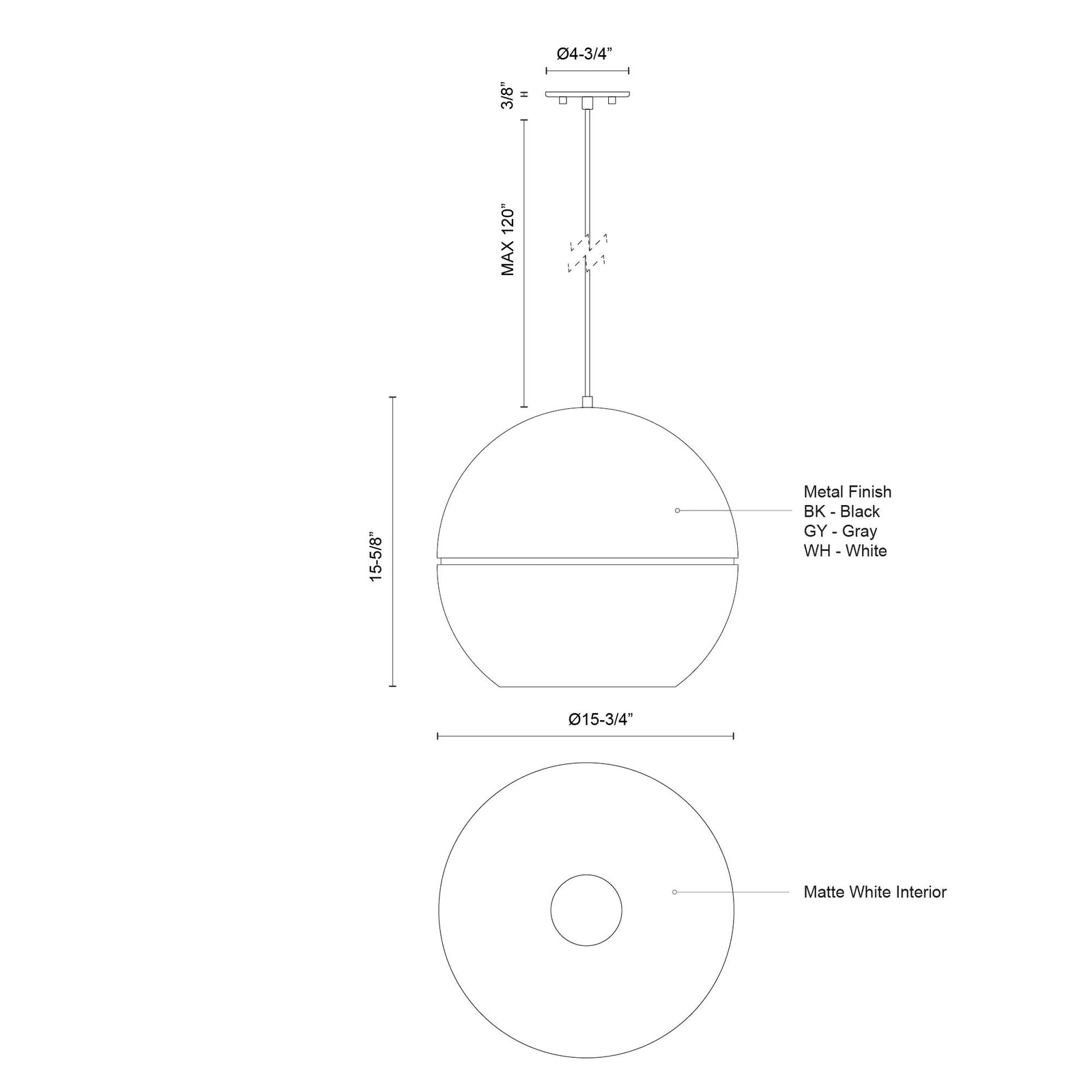 Lucas 16-in White 1 Light Pendant