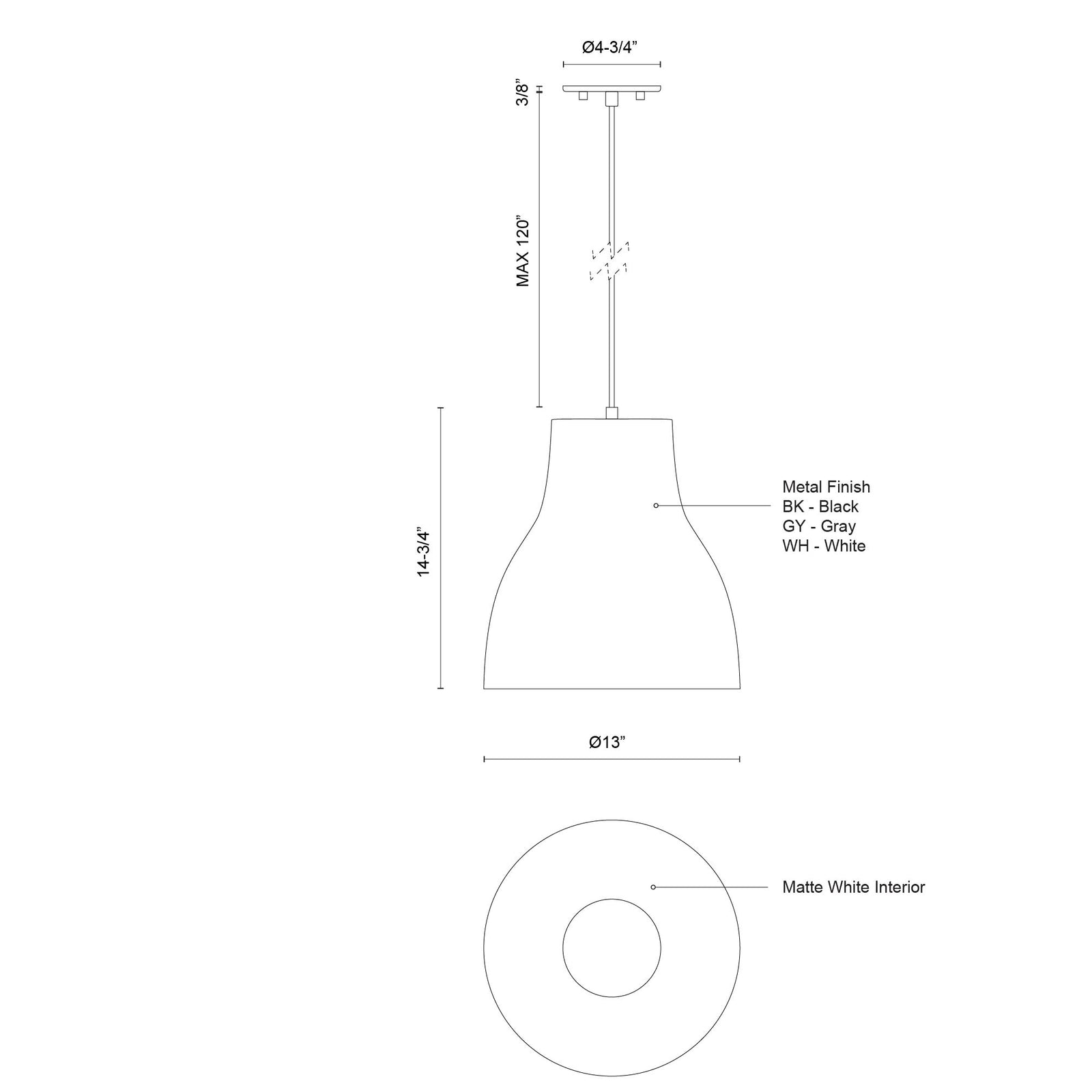 Cradle 13-in Gray 1 Light Pendant