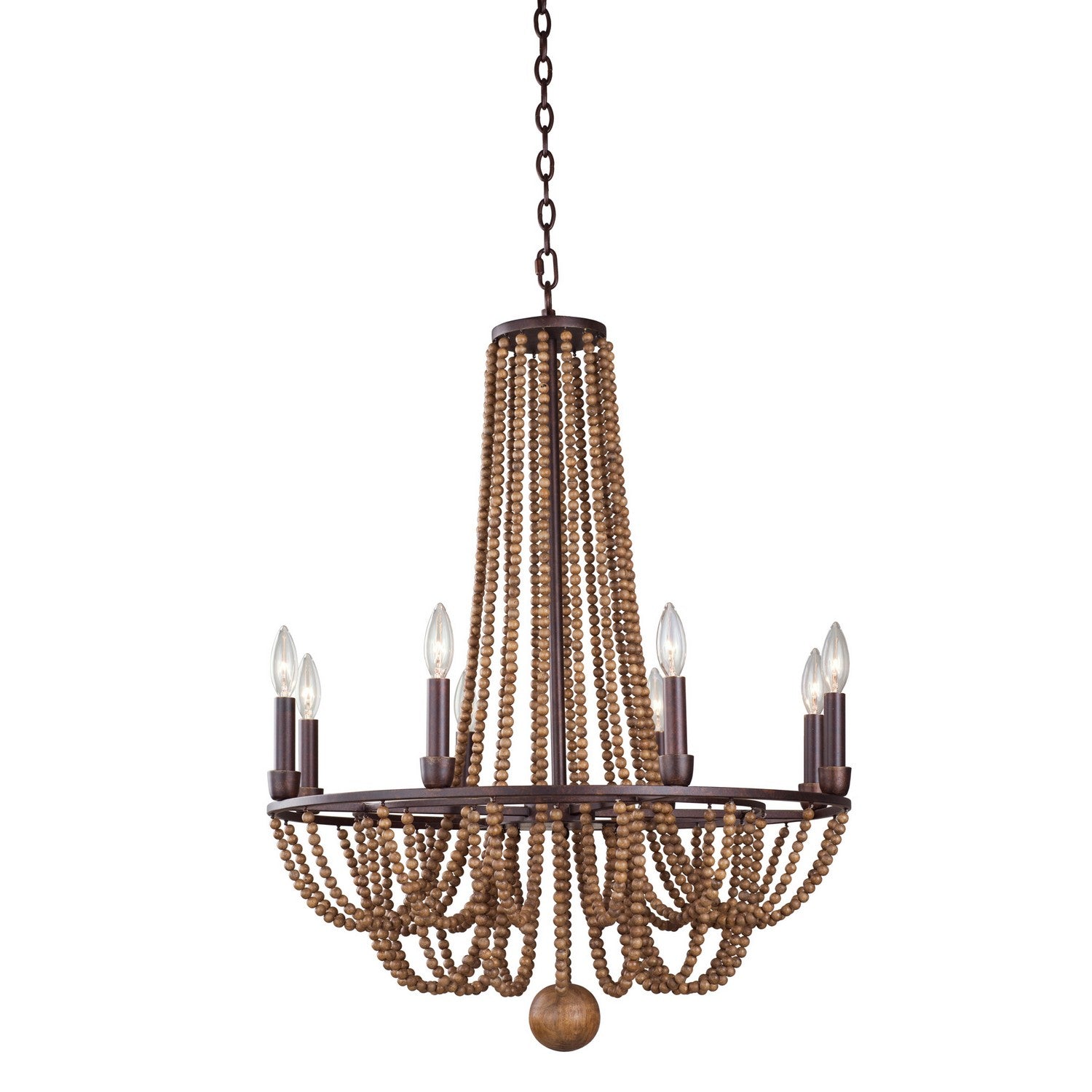 Lámpara de araña de madera de haya de 8 luces