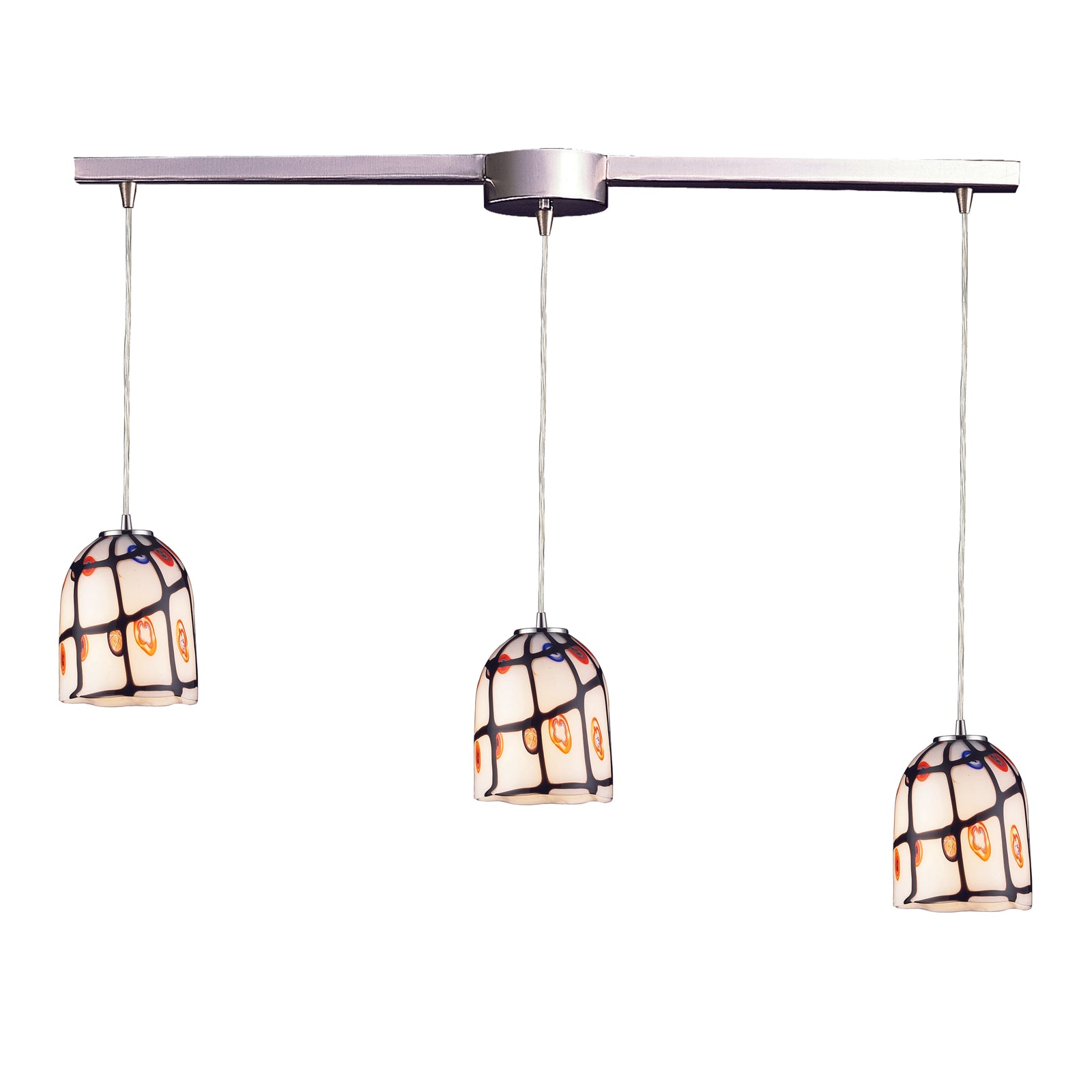 Rapture 36'' Wide 3-Light Multi Pendant - Satin Nickel and Ivory