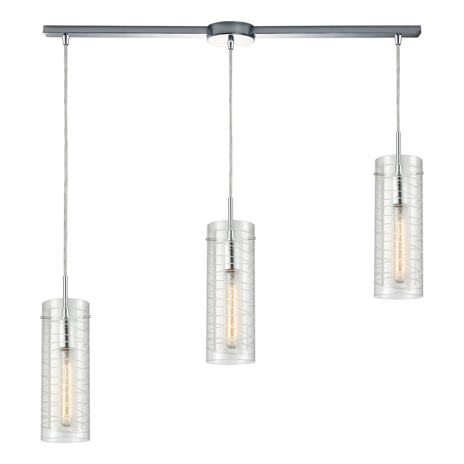Swirl 38'' Wide 3-Light Slim Linear Pendant - Polished Chrome