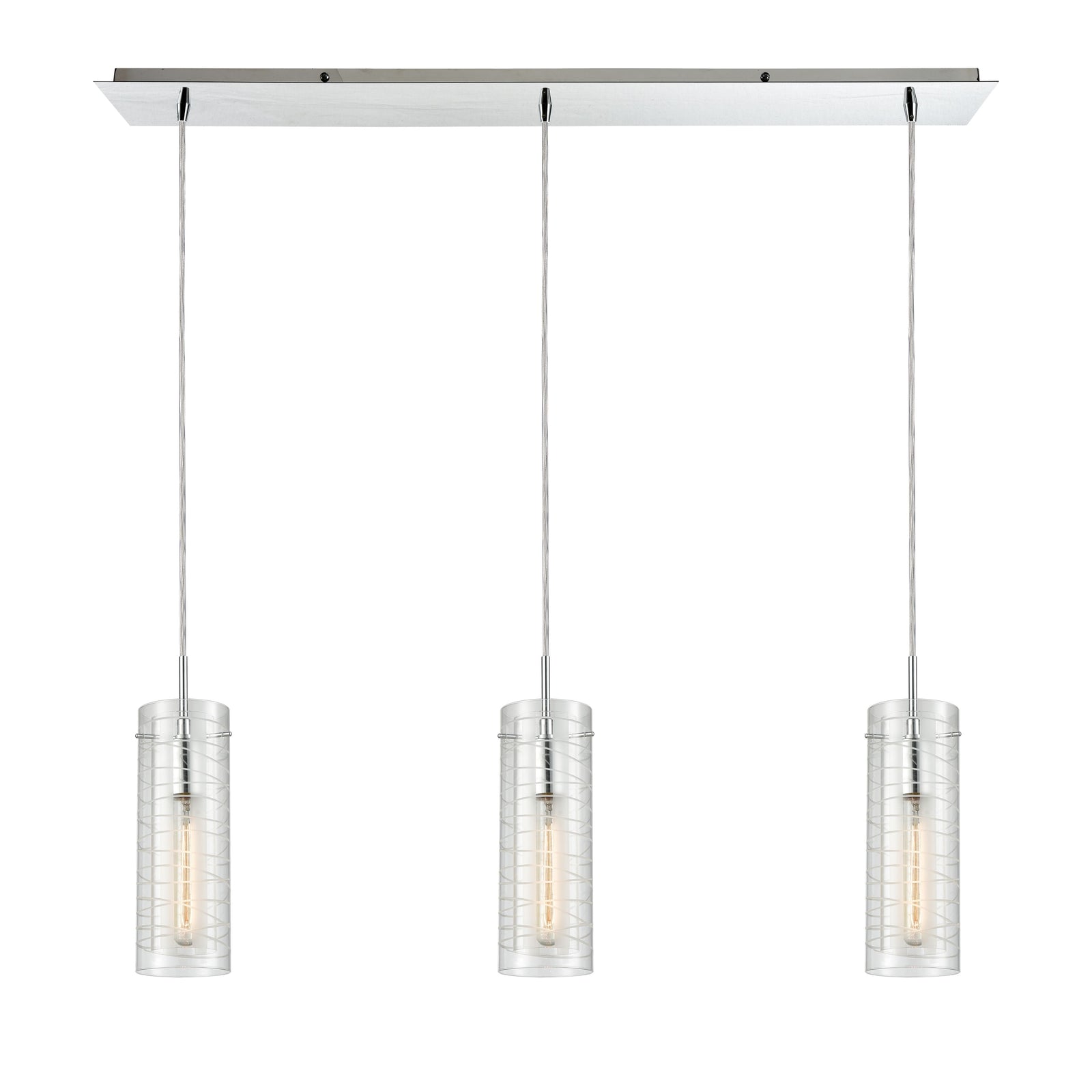 Swirl 36'' Wide 3-Light Linear Pendant - Polished Chrome