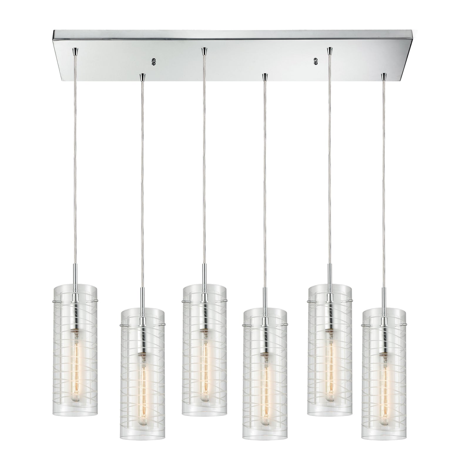 Swirl 32'' Wide 6-Light Rectangular Pendant - Polished Chrome