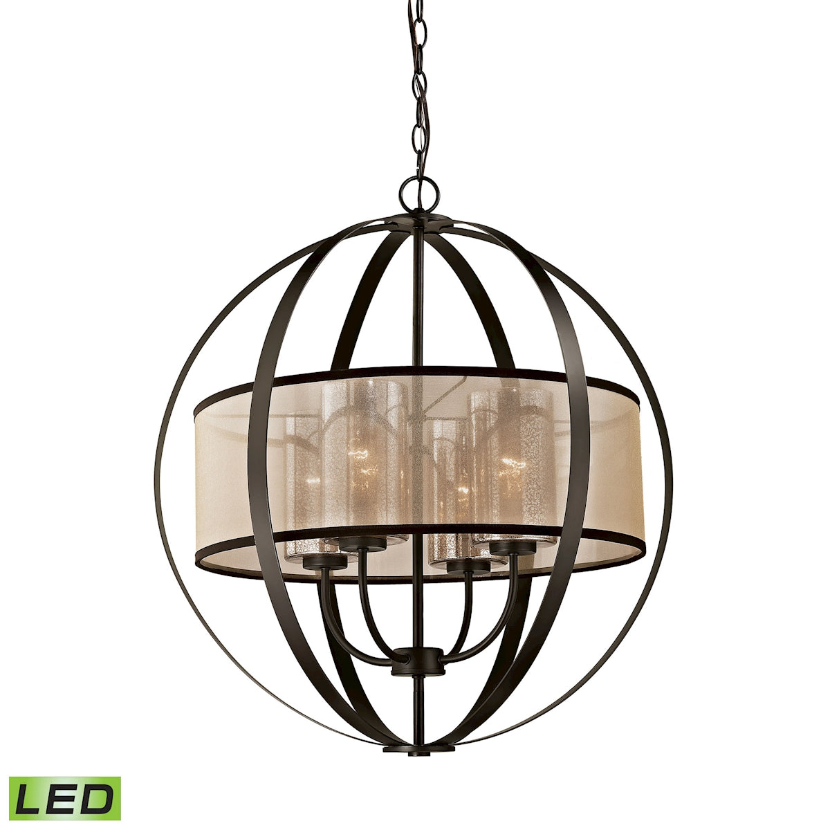 Diffusion 24'' Wide 4-Light Chandelier - Oil Rubbed Bronze - Includes LED Bulb