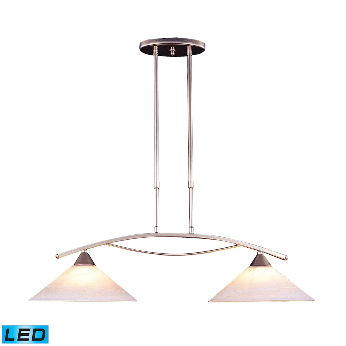 Elysburg 31'' Wide 2-Light Linear Chandelier - Satin Nickel - Includes LED Bulb