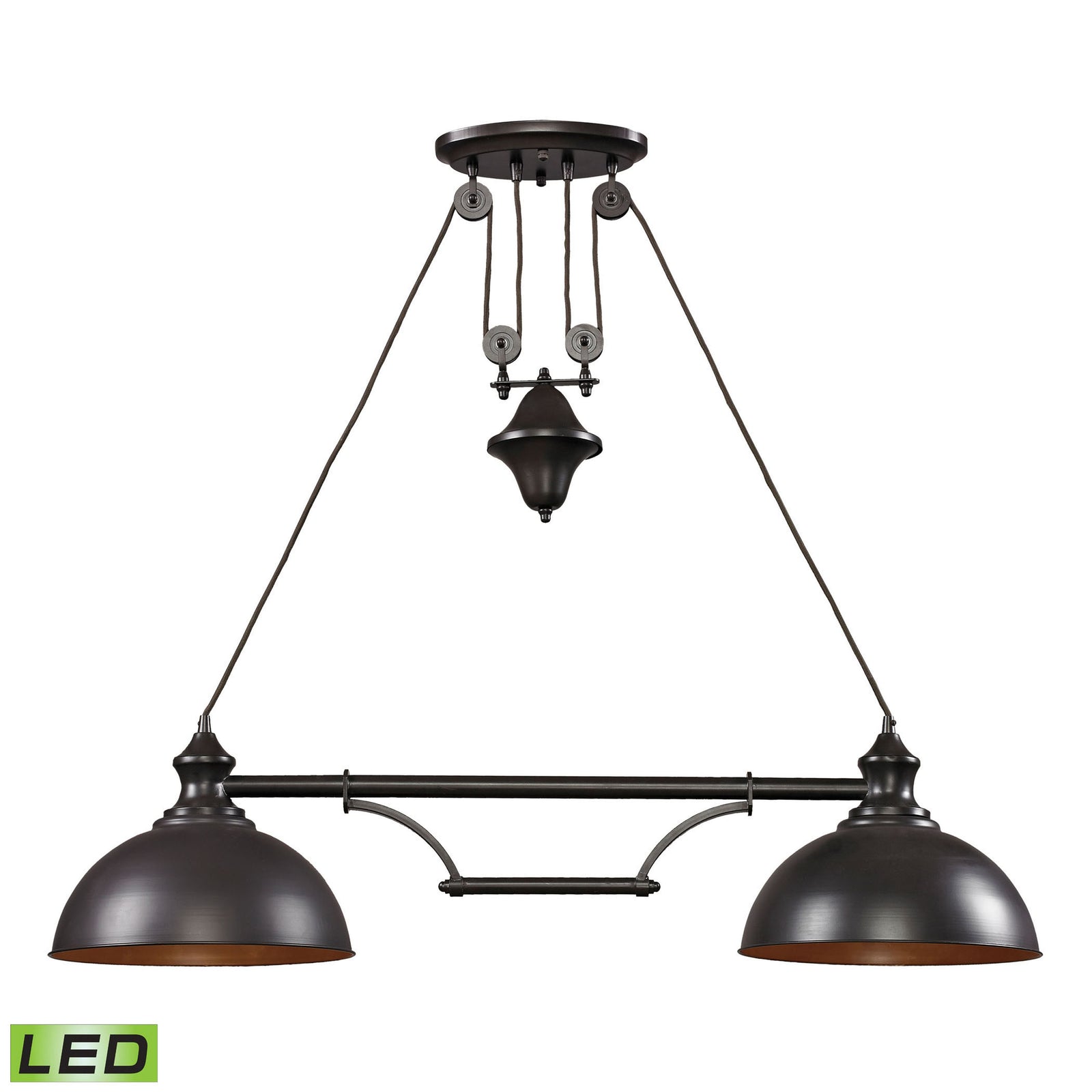 Farmhouse 44'' Wide 2-Light Linear Chandelier - Oiled Bronze - Includes LED Bulb
