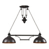 Farmhouse 44'' Wide 2-Light Linear Chandelier - Oiled Bronze