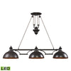 Farmhouse 56'' Wide 3-Light Linear Chandelier - Oiled Bronze - Includes LED Bulb