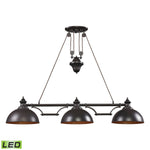 Farmhouse 56'' Wide 3-Light Linear Chandelier - Oiled Bronze - Includes LED Bulb