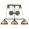 Torque 62'' Wide 3-Light Linear Chandelier - Vintage Rust