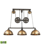 Torque 62'' Wide 3-Light Linear Chandelier - Vintage Rust - Includes LED Bulb