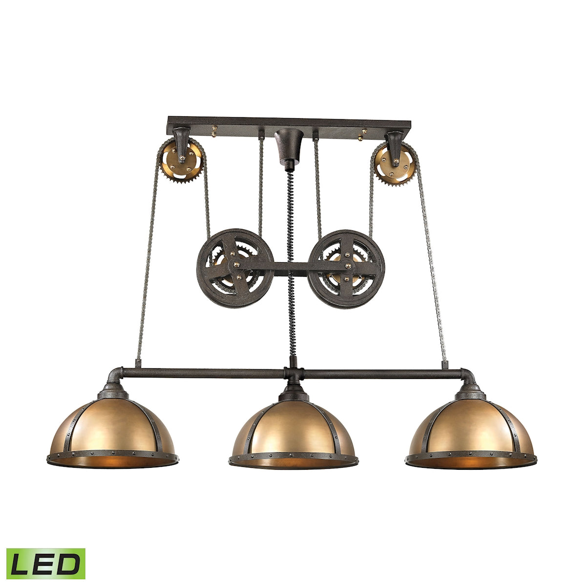 Torque 62'' Wide 3-Light Linear Chandelier - Vintage Rust - Includes LED Bulb