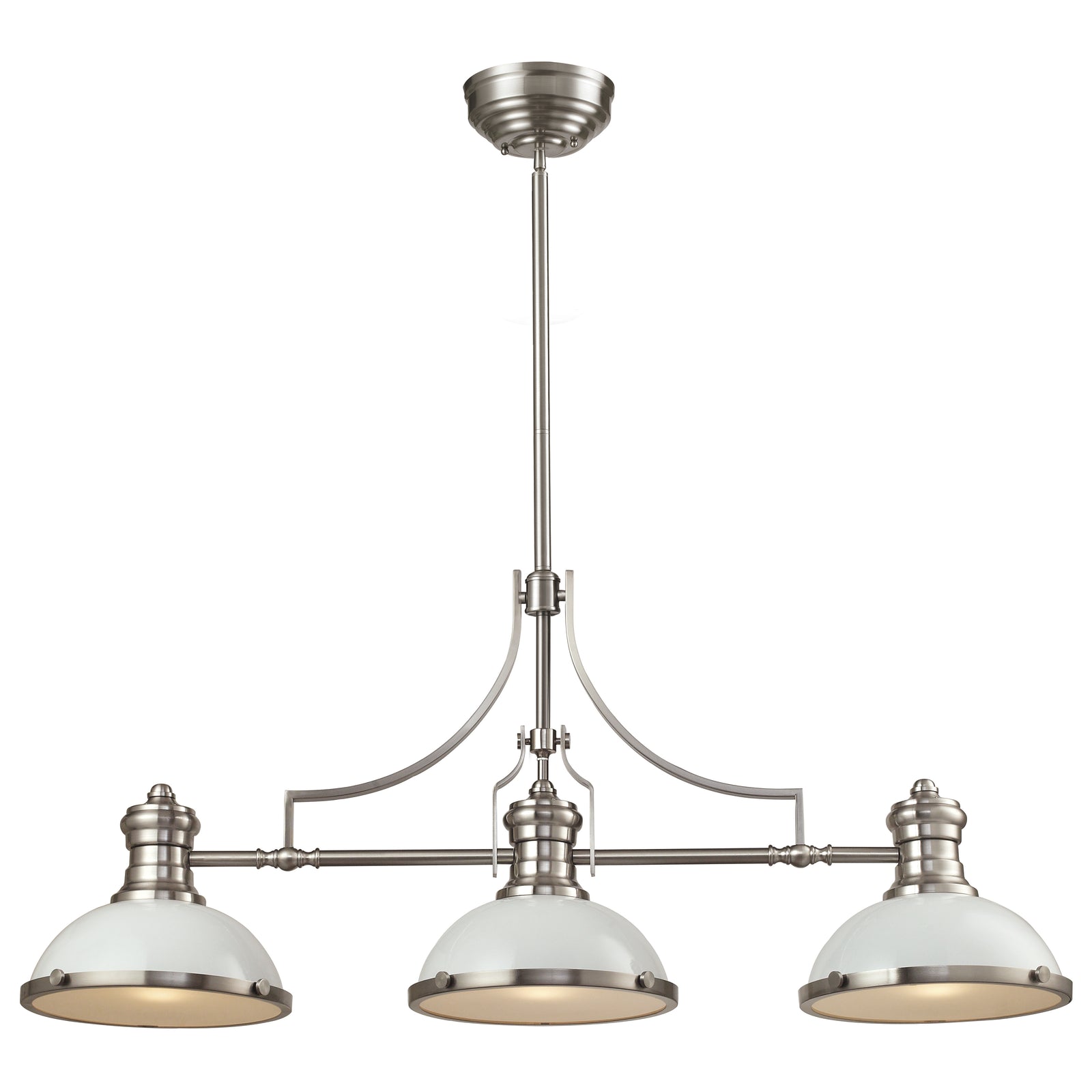Chadwick 47'' Wide 3-Light Linear Chandelier - Satin Nickel with Gloss White
