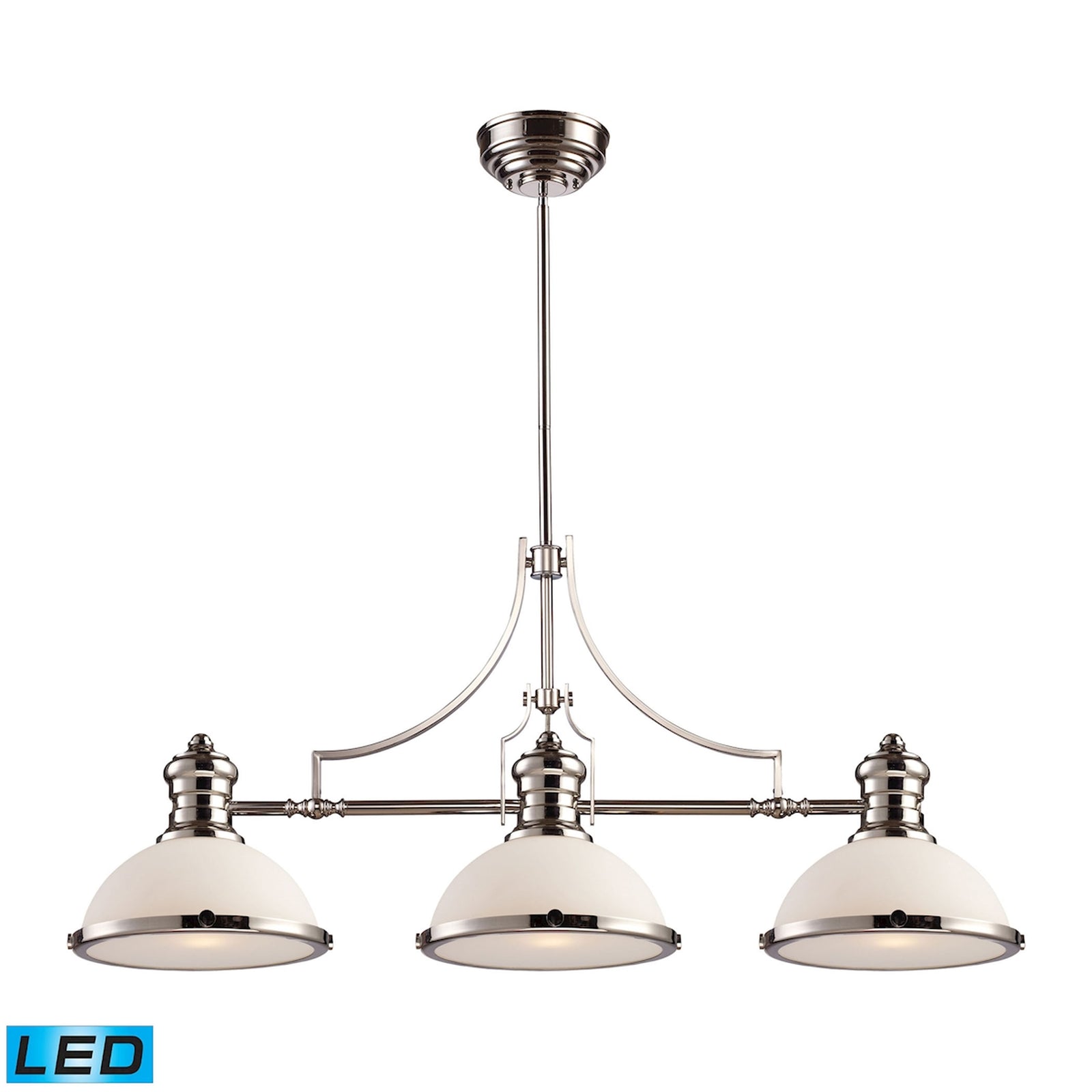Chadwick 47'' Wide 3-Light Linear Chandelier - Polished Nickel - Includes LED Bulb