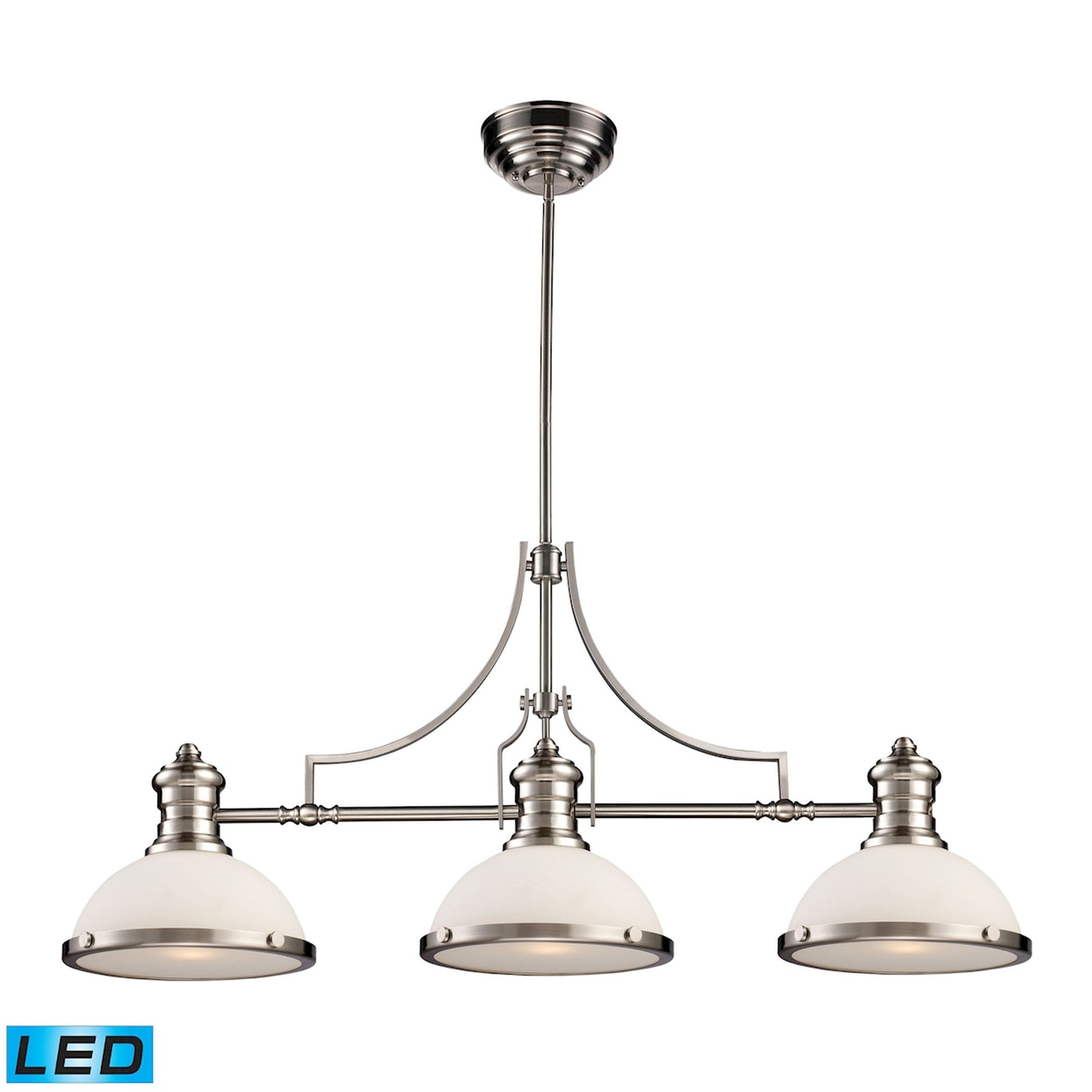 Chadwick 47'' Wide 3-Light Linear Chandelier - Satin Nickel - Includes LED Bulb