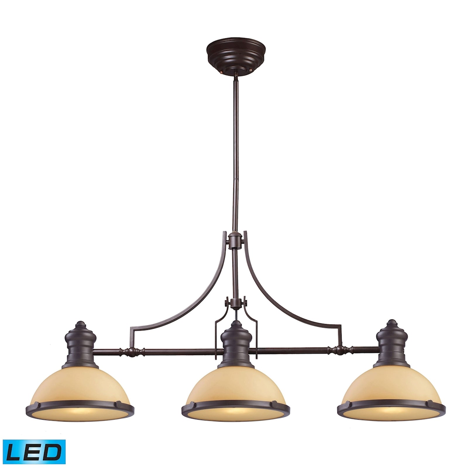 Chadwick 47'' Wide 3-Light Linear Chandelier - Oiled Bronze - Includes LED Bulb