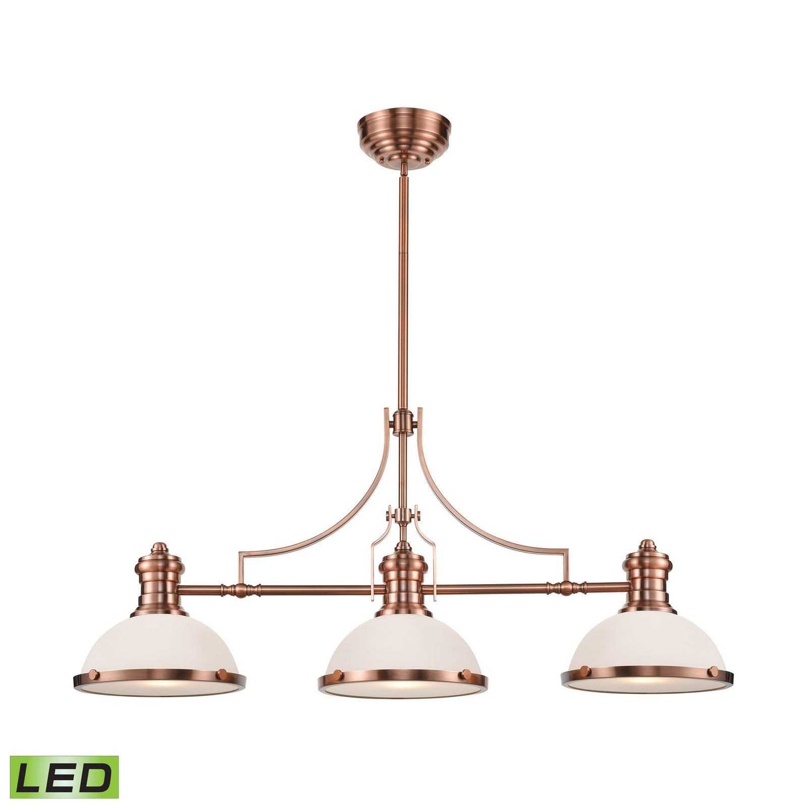 Chadwick 47'' Wide 3-Light Linear Chandelier - Antique Copper - Includes LED Bulb