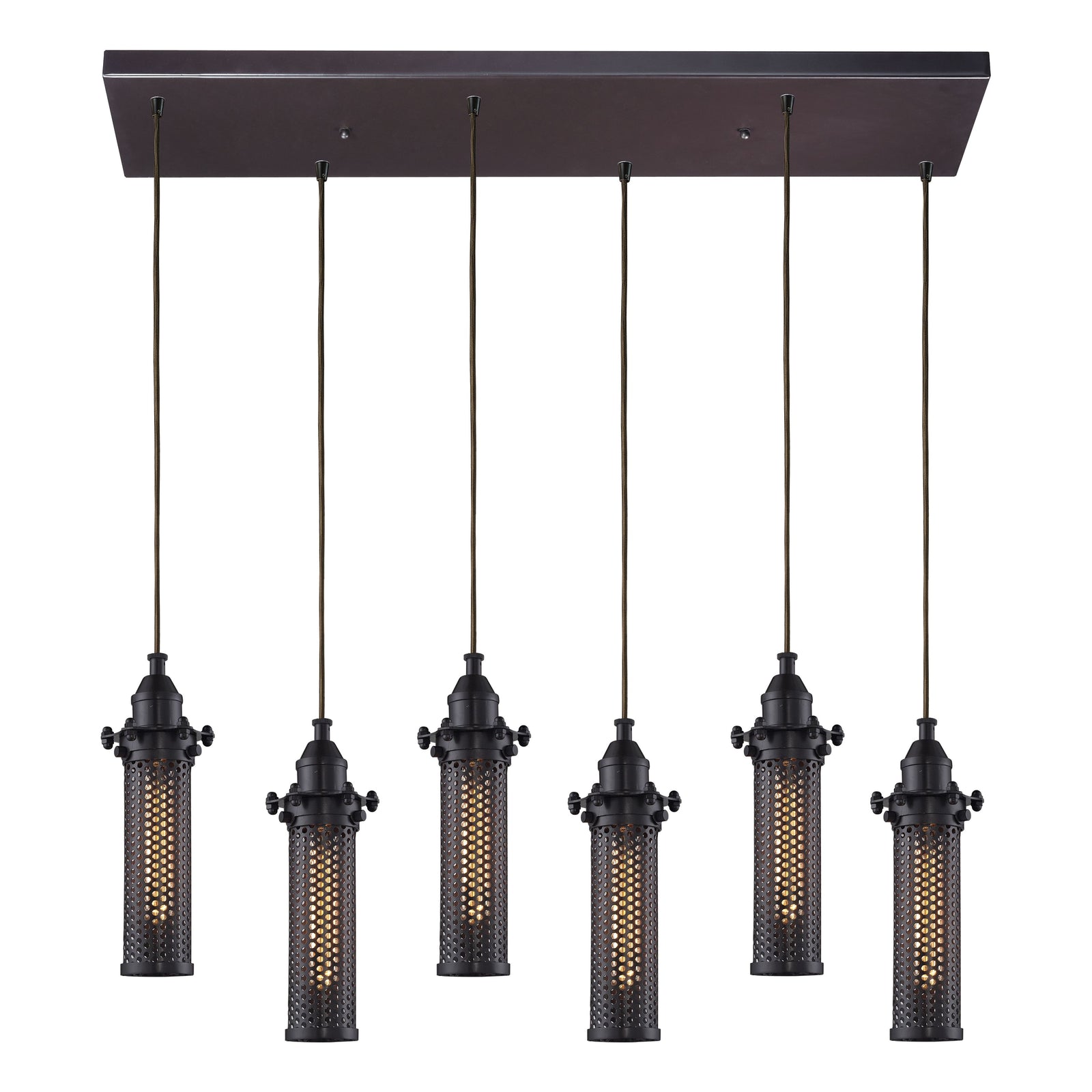 Fulton 30'' Wide 6-Light Rectangular Pendant - Oil Rubbed Bronze