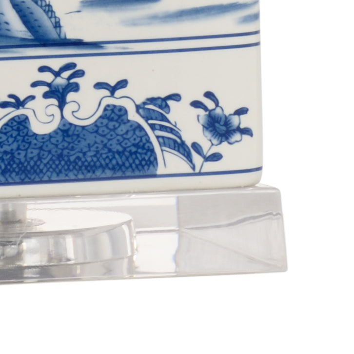 Square Blue And White Lamp