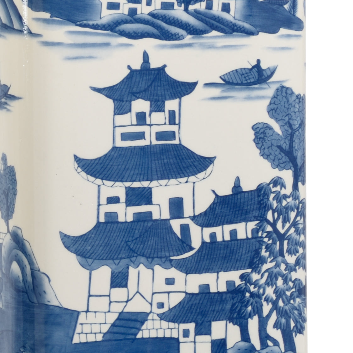 Square Blue And White Lamp