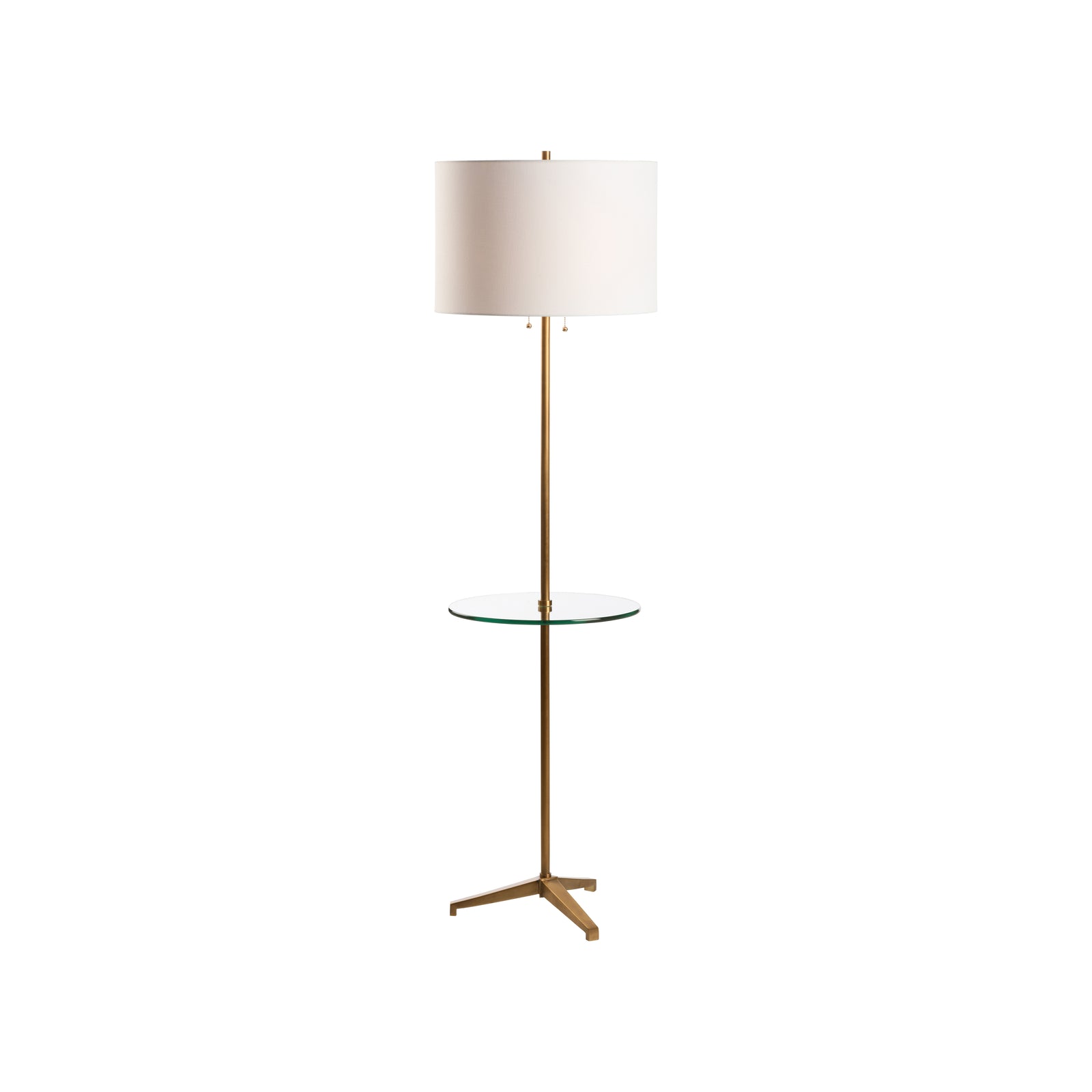 Blythwood Floor Lamp w/  Glass Table - Aged Brass
